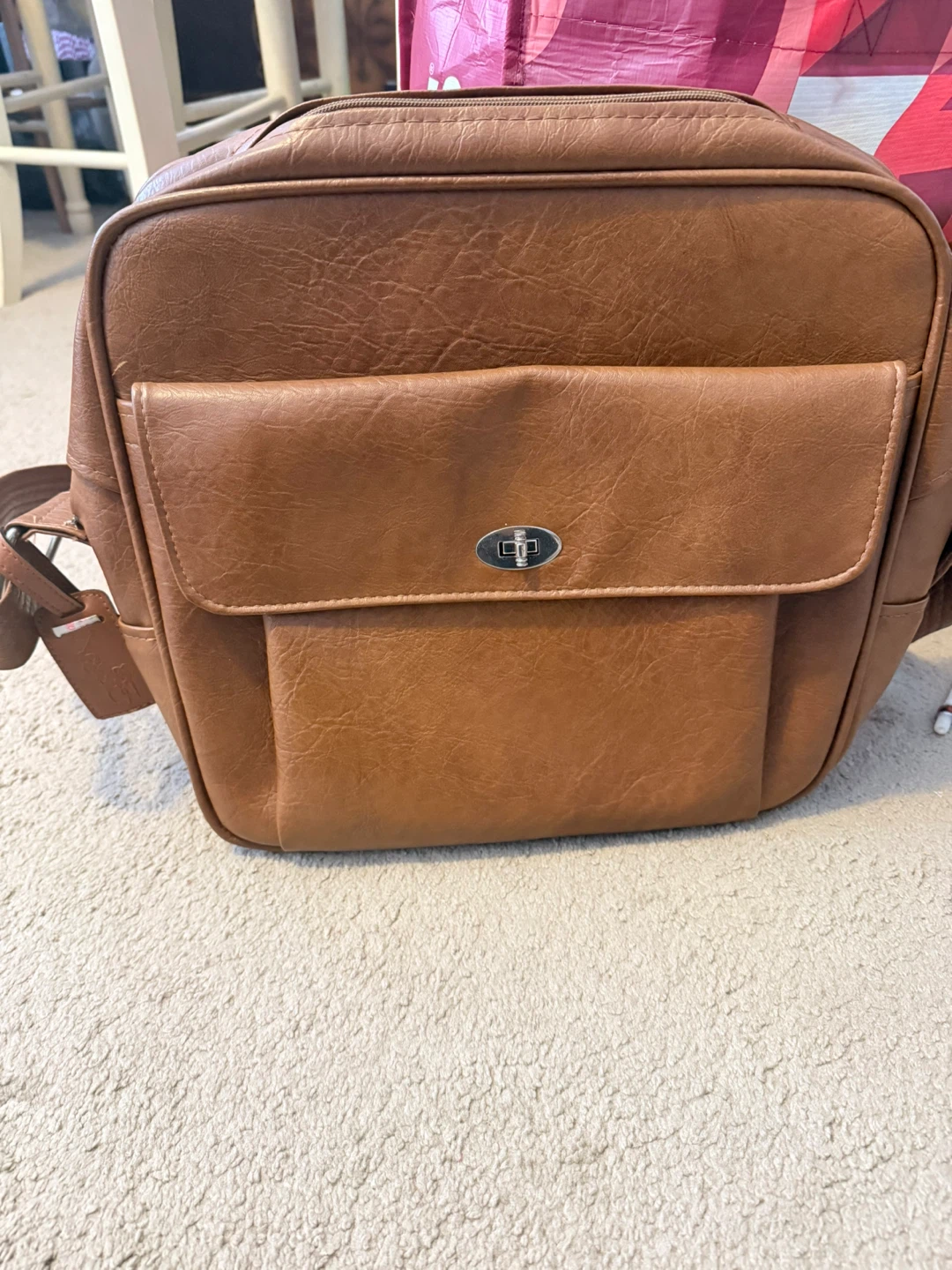 Samsonite Brown Faux Leather Messenger Bag