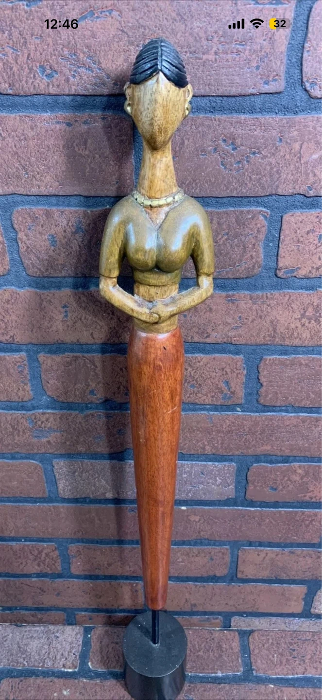 VTG Modernist Sculpture Mid Century Wood Carved Female abstract - photo 2