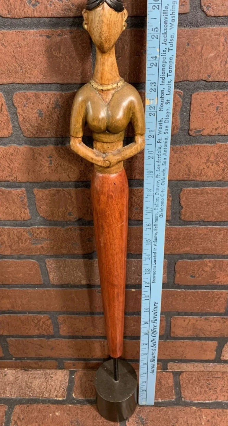 VTG Modernist Sculpture Mid Century Wood Carved Female abstract
