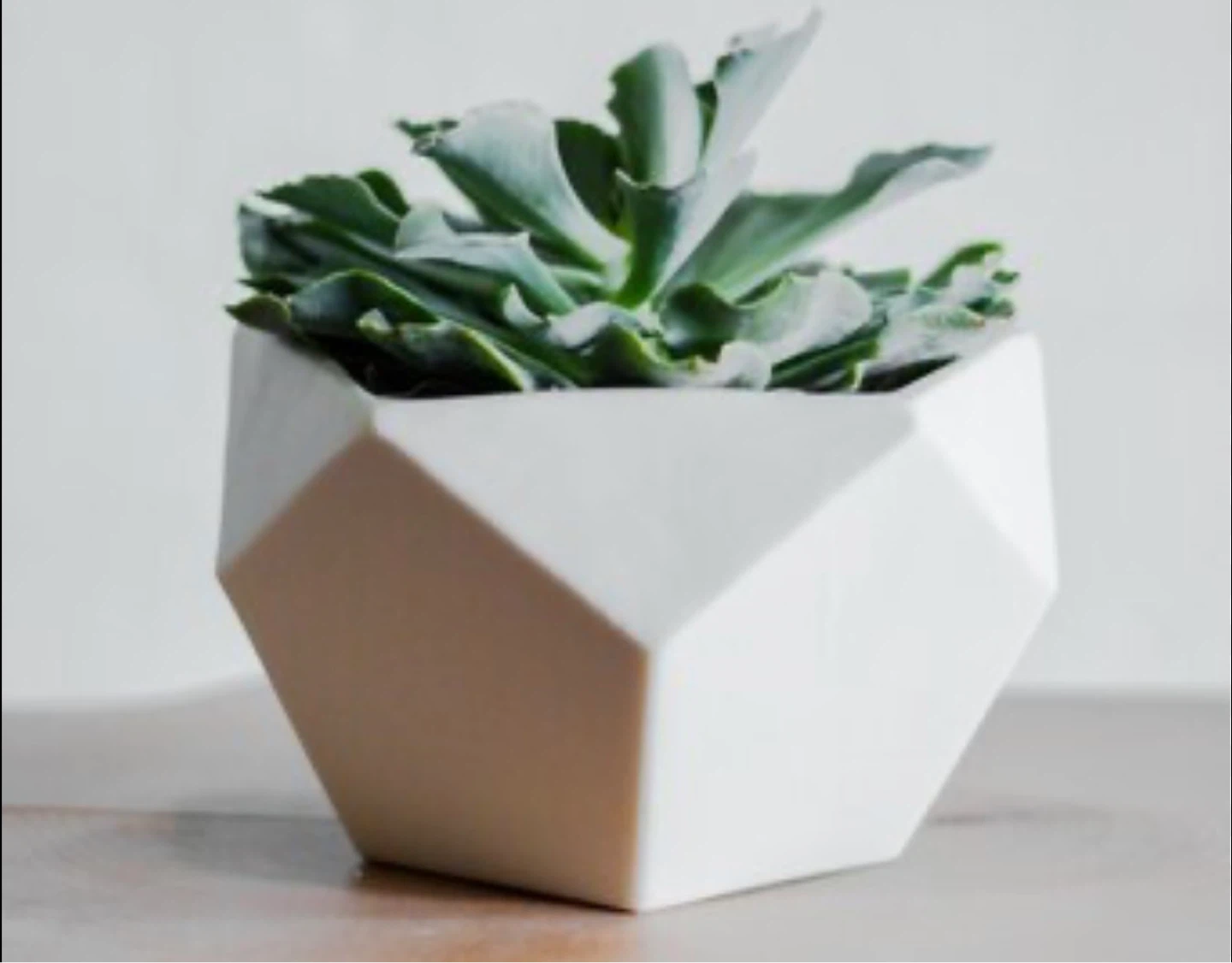White Geometric Ceramic Planter Pot - photo 3