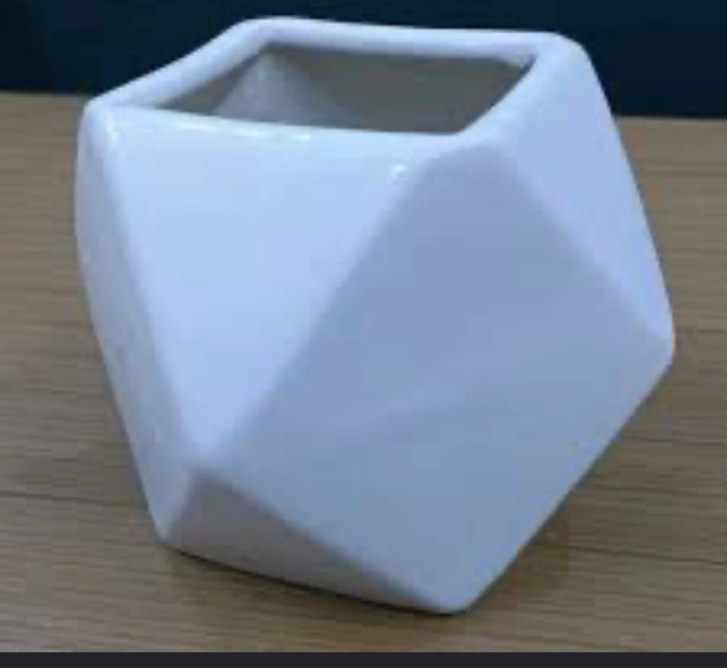 White Geometric Ceramic Planter Pot - photo 2