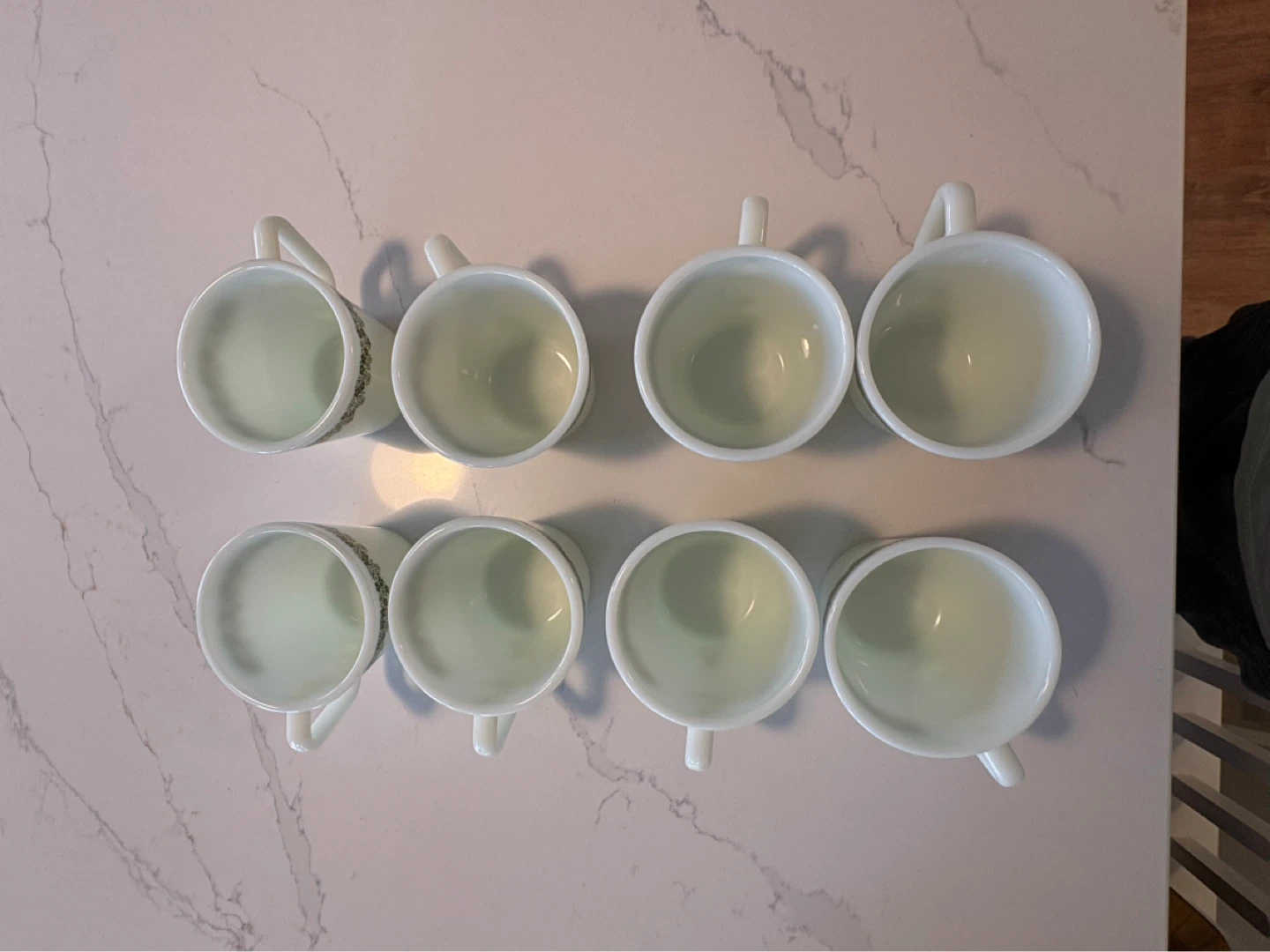 Vintage Fire King Jadeite Mugs Set of 8 - Green Floral Pattern - photo 3