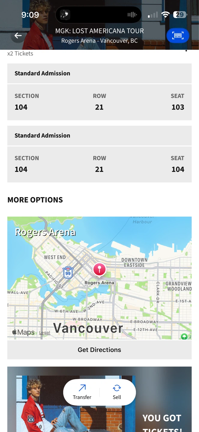 2 Tickets: MGK: LOST AMERICANA TOUR Vancouver - photo 2