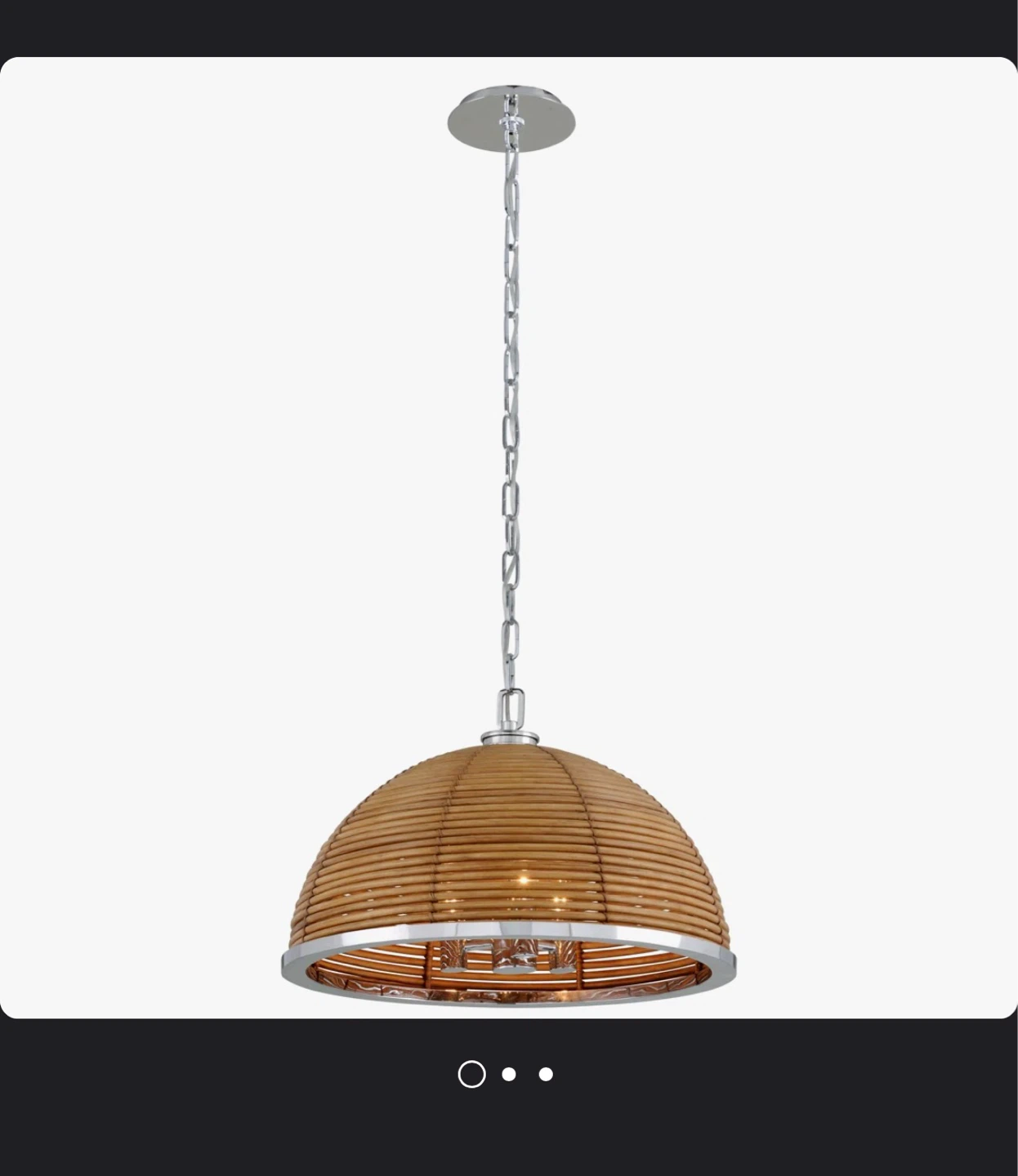 Like New-Corbett Dome Rattan & Chrome Chandelier - photo 3