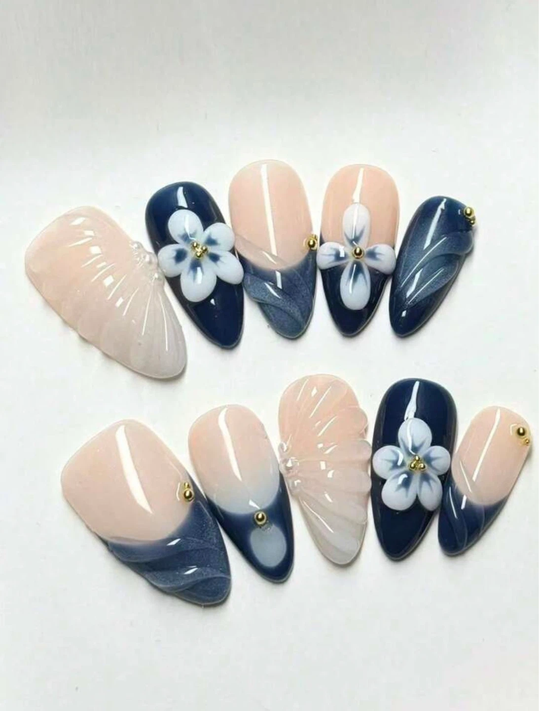 Press-On Nails Set - Almond Shape, Various Designs