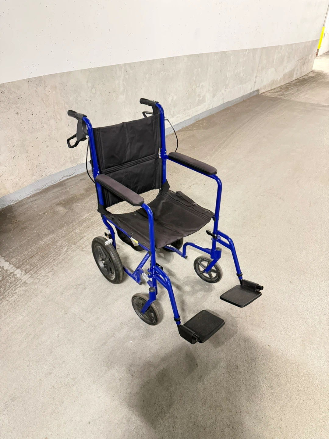Blue Lightweight Transport Wheelchair