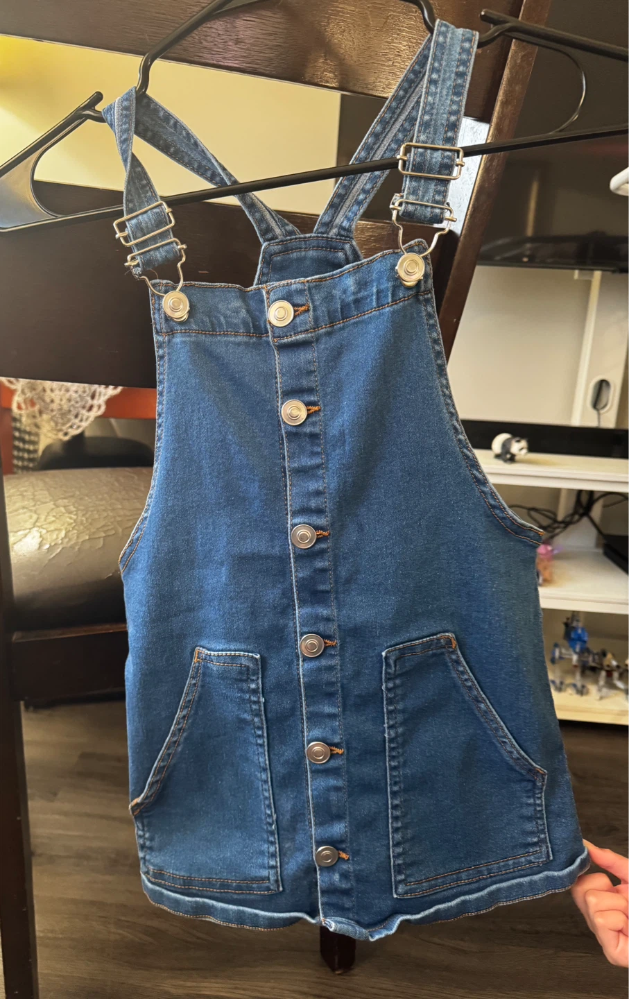Kids Denim Overalls Dress & Embroidered Blue Dress - photo 4