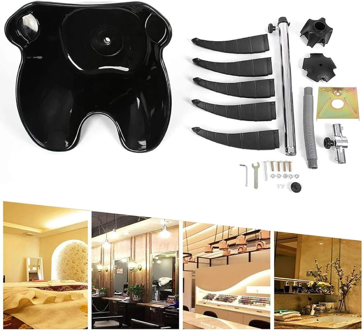 Black Adjustable Hair Washing Basin with Stand - photo 2