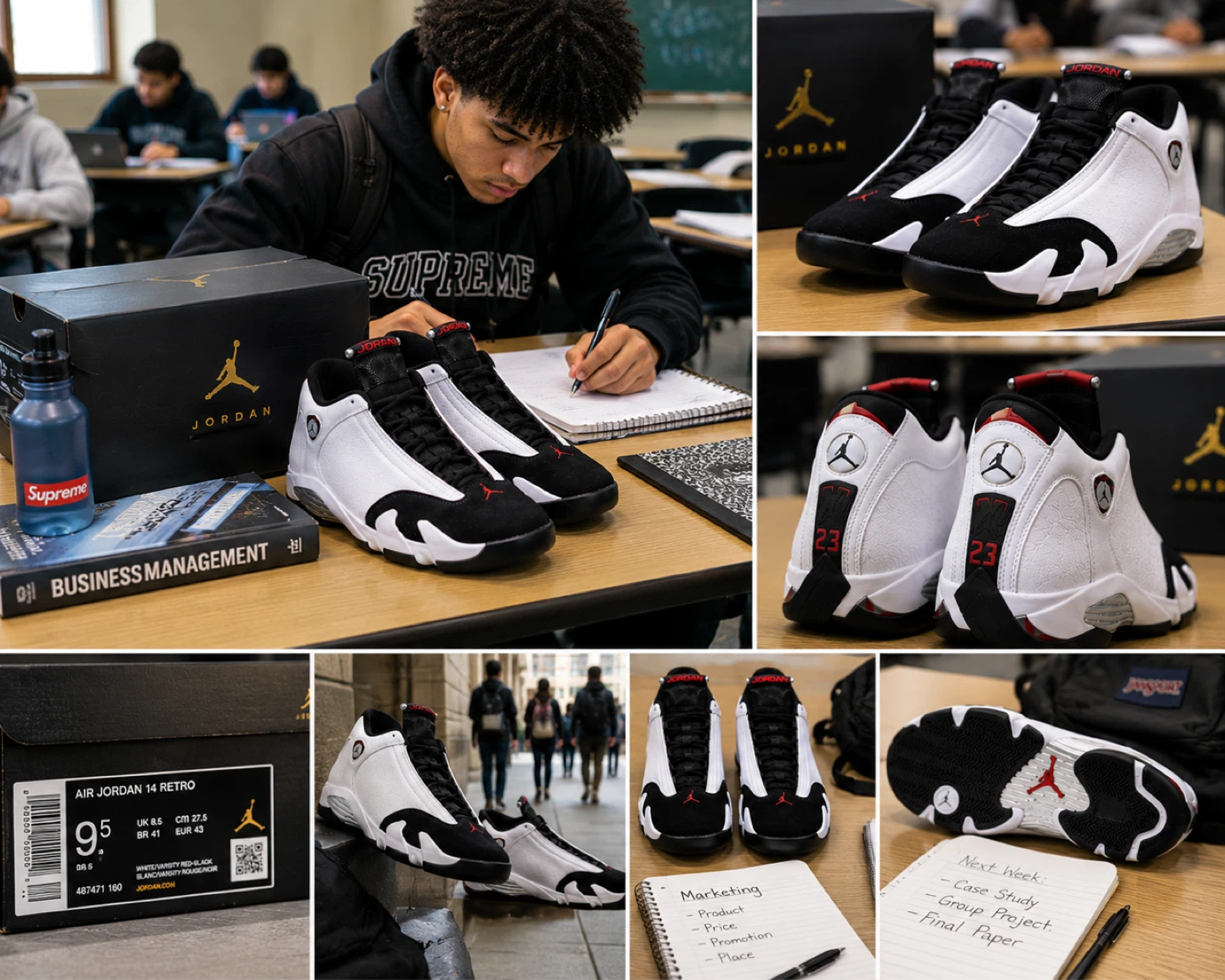 🔥🔥Air Jordan 14 Retro White Black Red Sneakers - photo 2