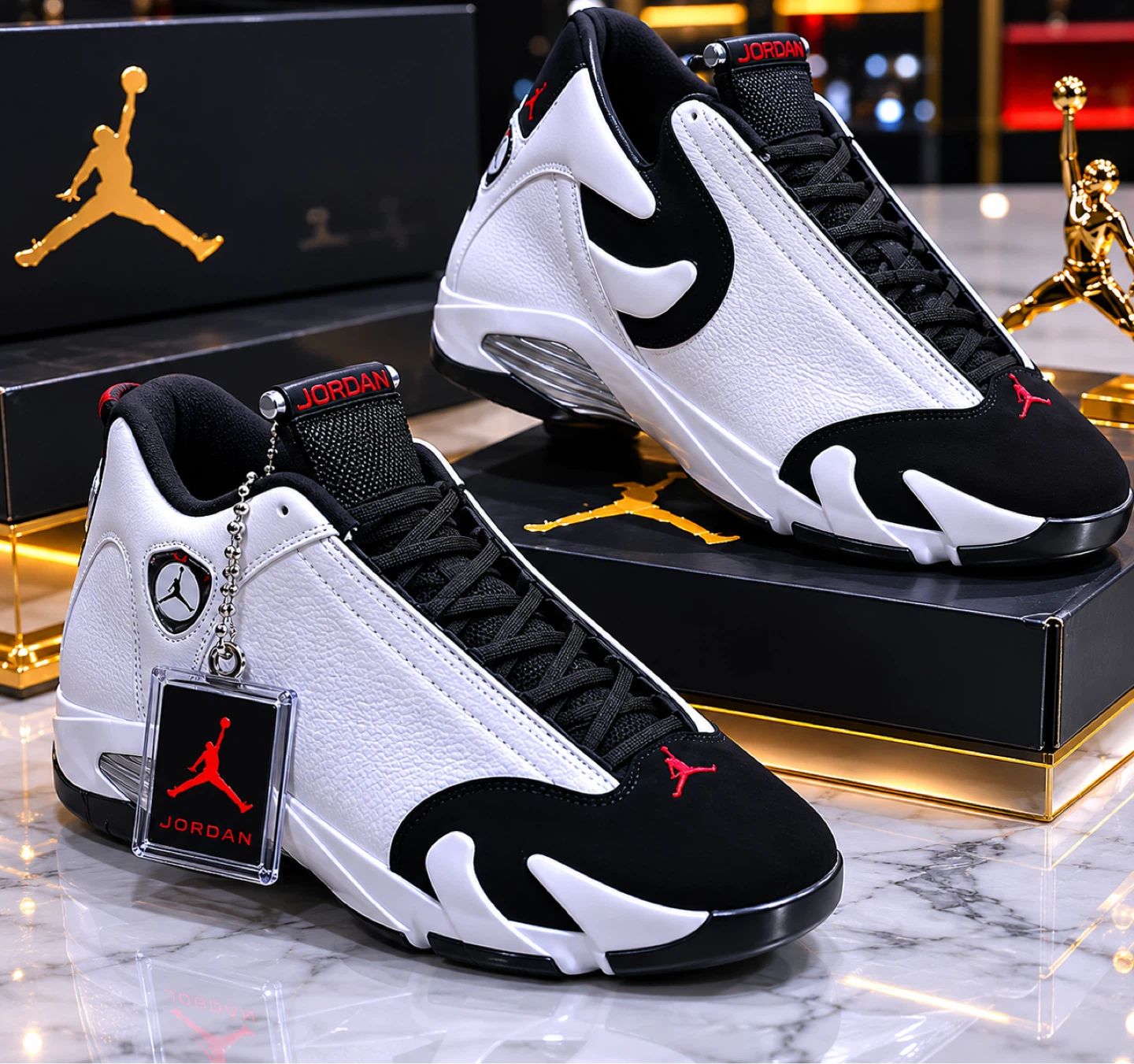🔥🔥Air Jordan 14 Retro White Black Red Sneakers - photo 4