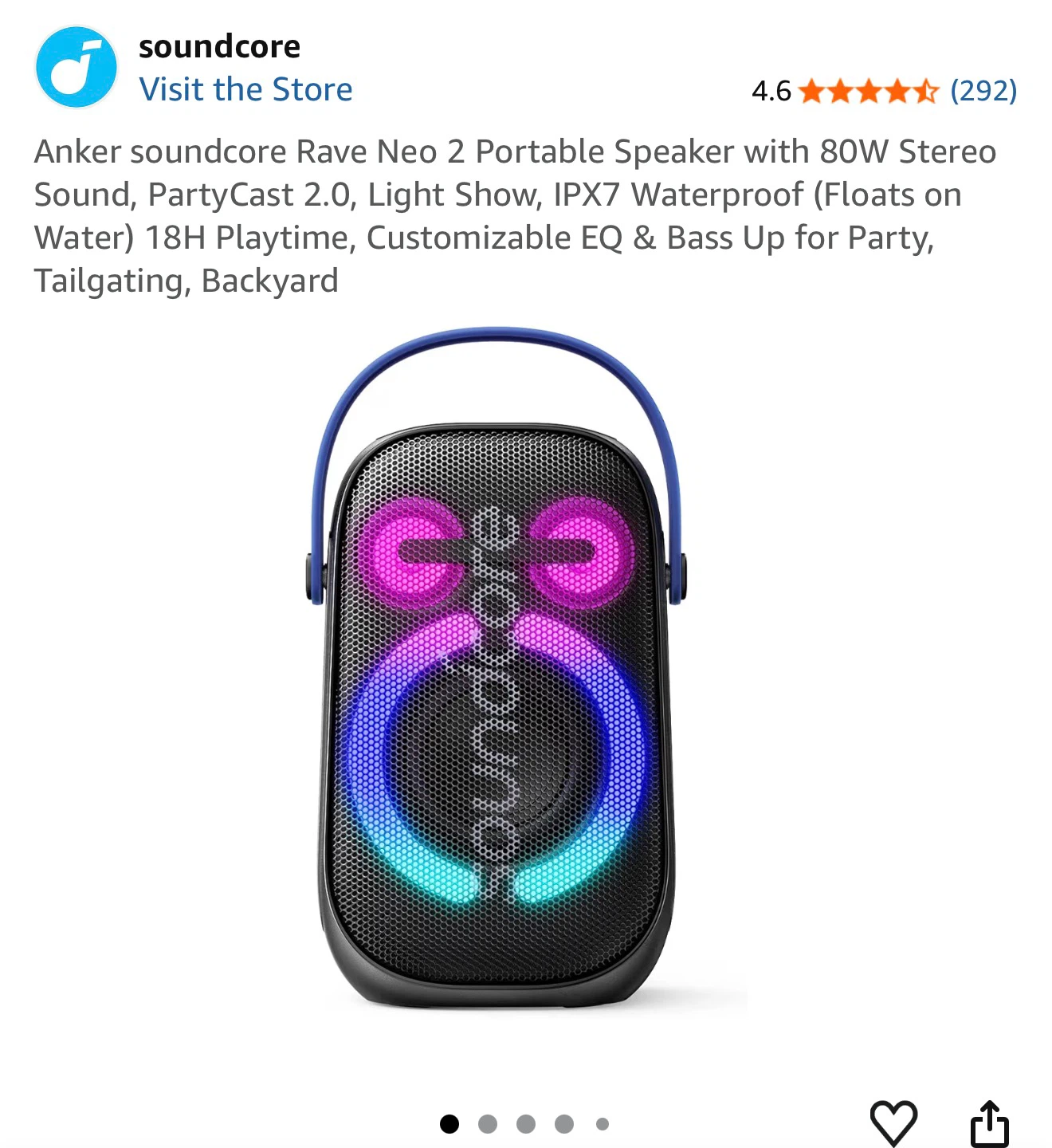 Anker Soundcore Rave Neo 2 Portable Speaker