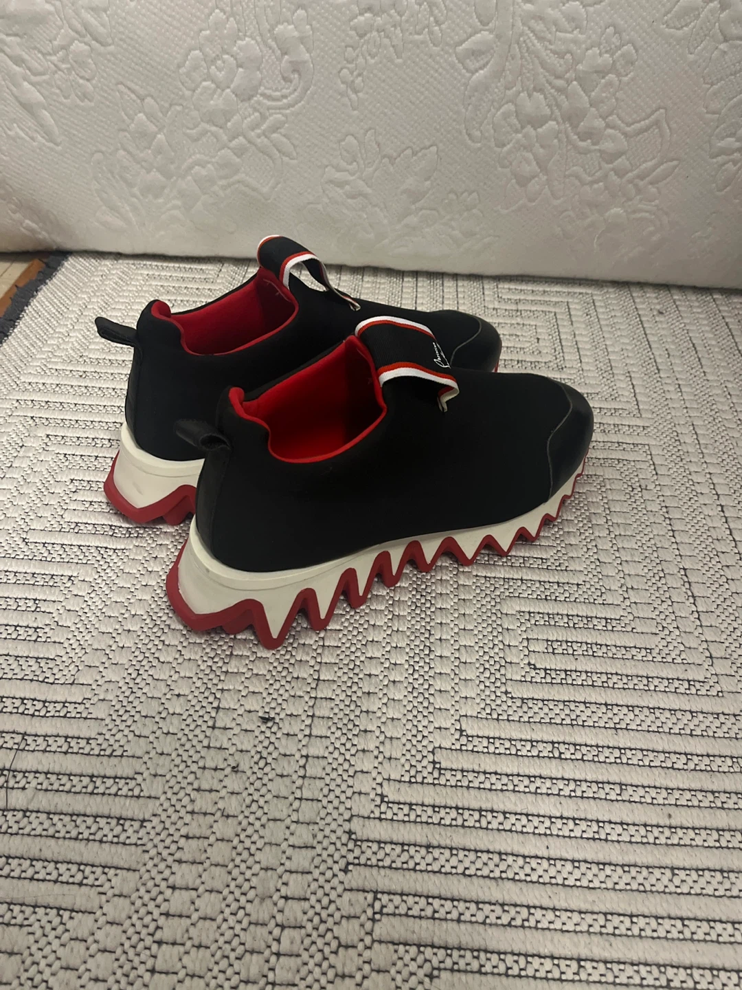 Christian Louboutin Black Red Spike Sole Slip-On Sneakers - photo 2