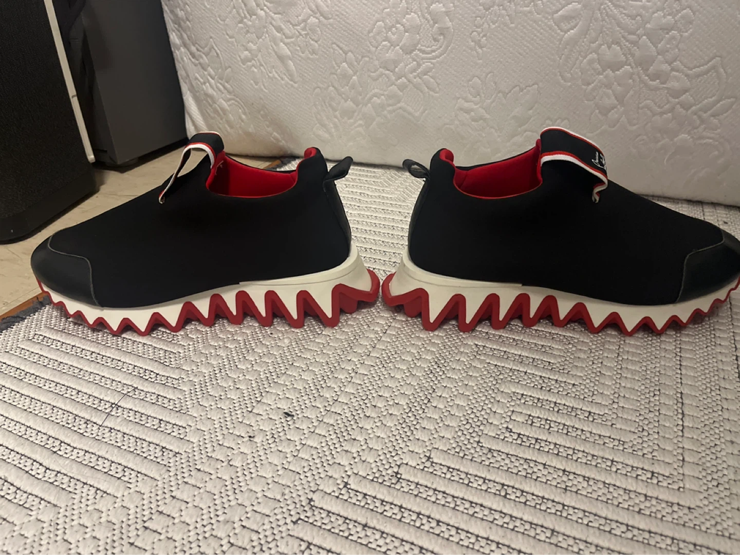 Christian Louboutin Black Red Spike Sole Slip-On Sneakers - photo 4