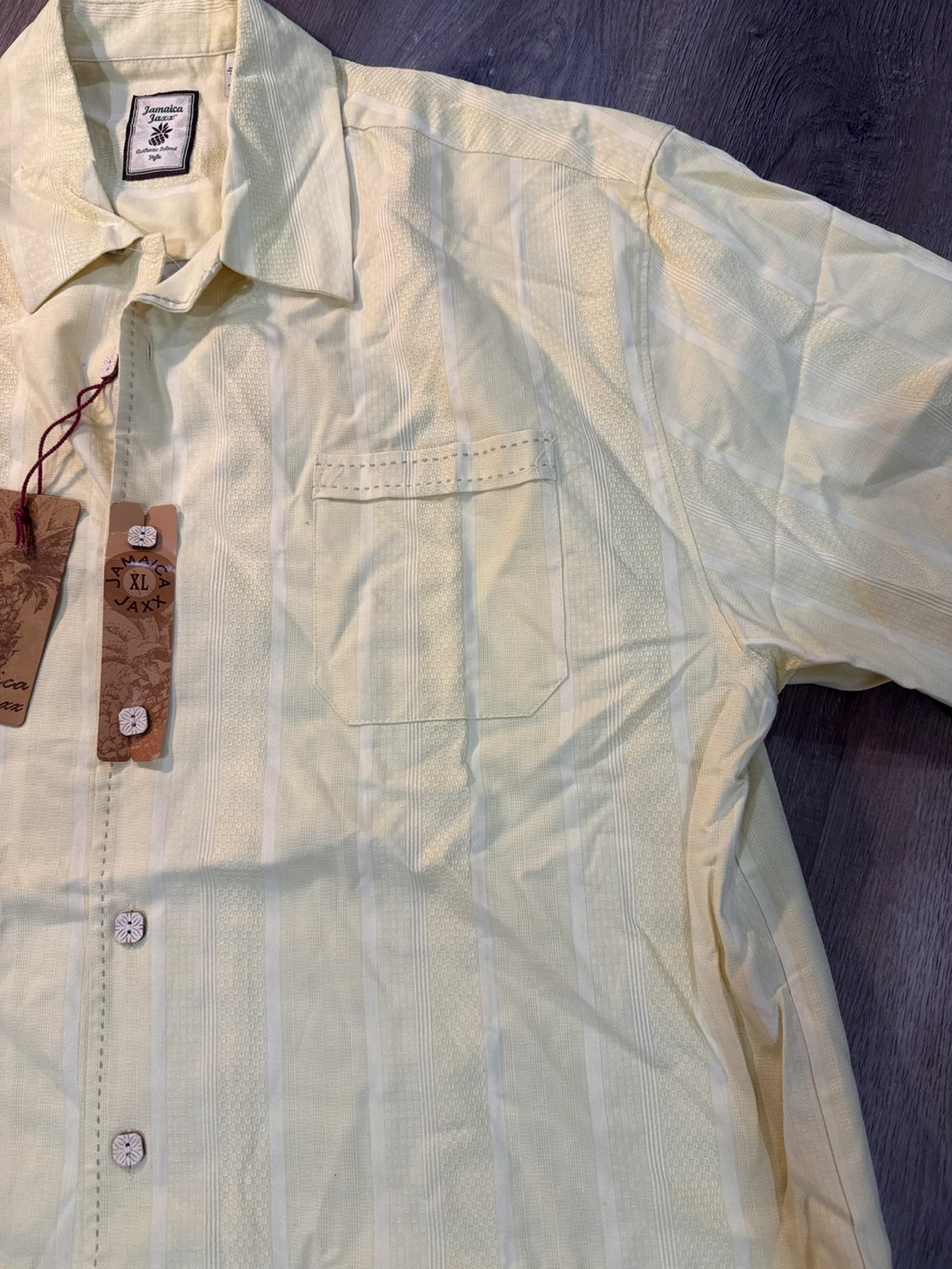 Jamaica Jaxx Men's Silk Short Sleeve Button Up Shirt - XL Yellow - photo 4