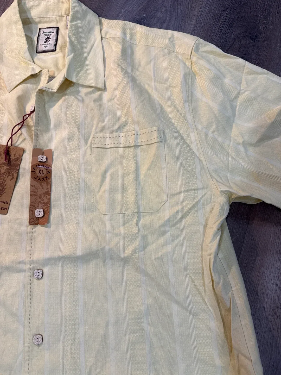 Jamaica Jaxx Men's Silk Short Sleeve Button Up Shirt - XL Yellow - photo 4