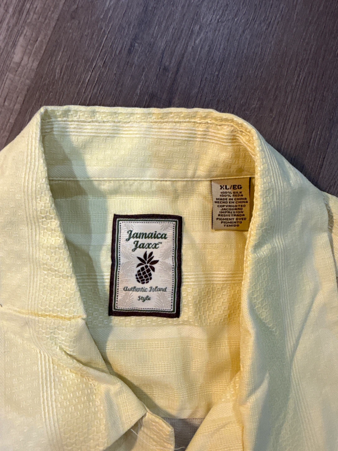 Jamaica Jaxx Men's Silk Short Sleeve Button Up Shirt - XL Yellow - photo 3
