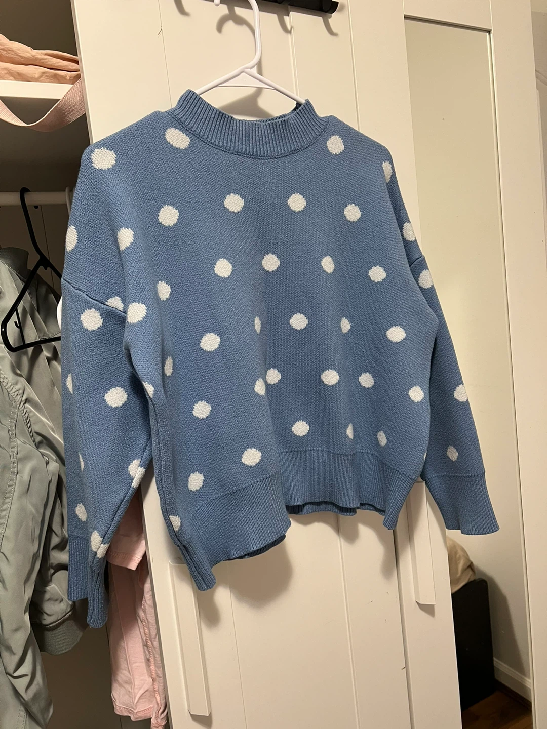 Blue polka dot sweater