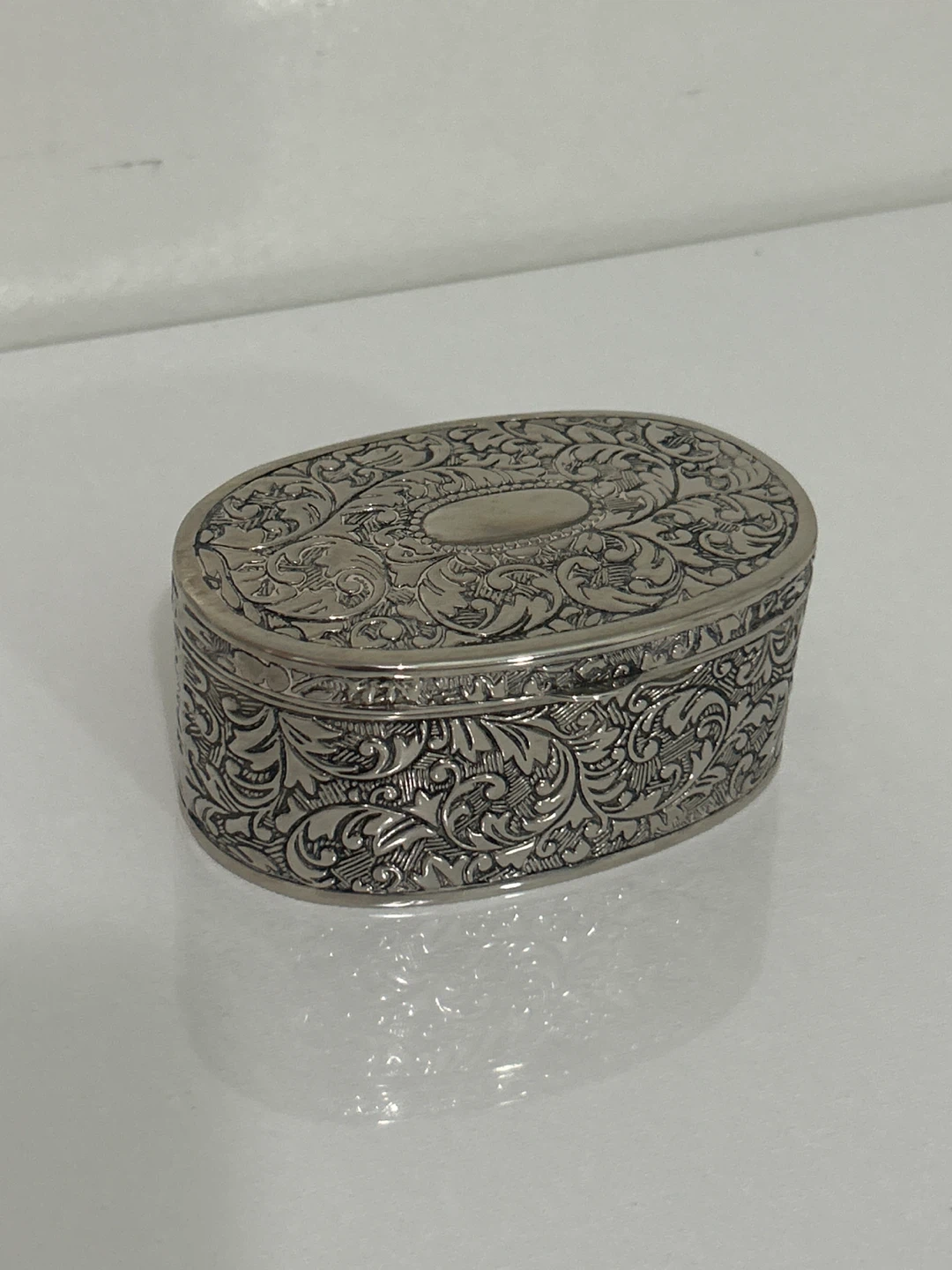 Elegance Silver Ornate Oval Trinket Box