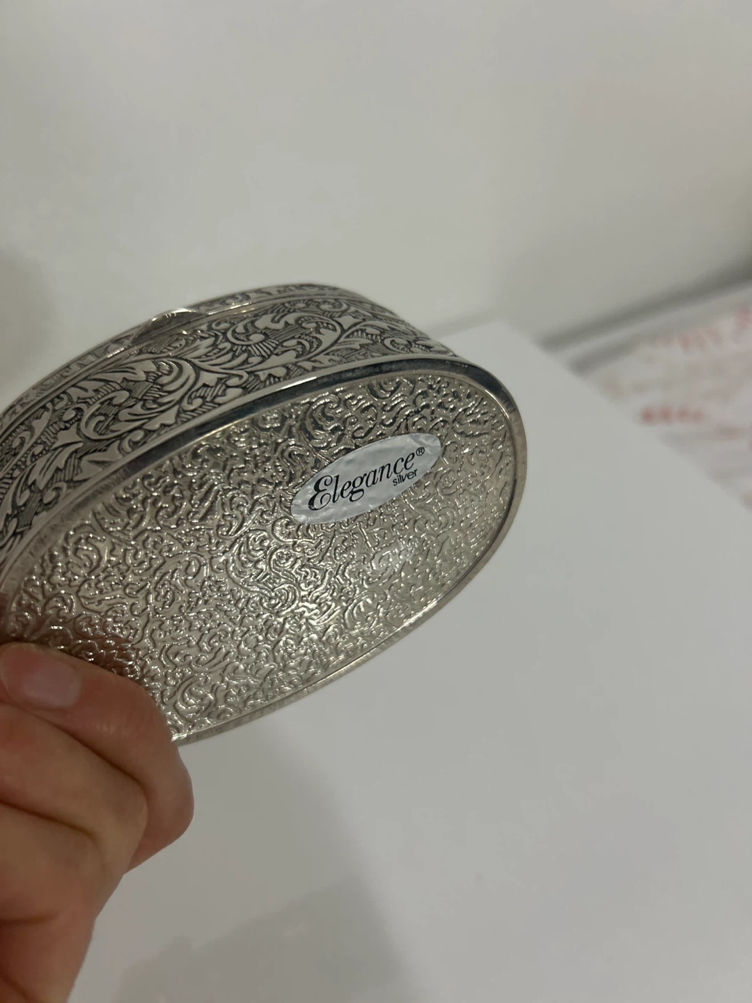 Elegance Silver Ornate Oval Trinket Box - photo 3