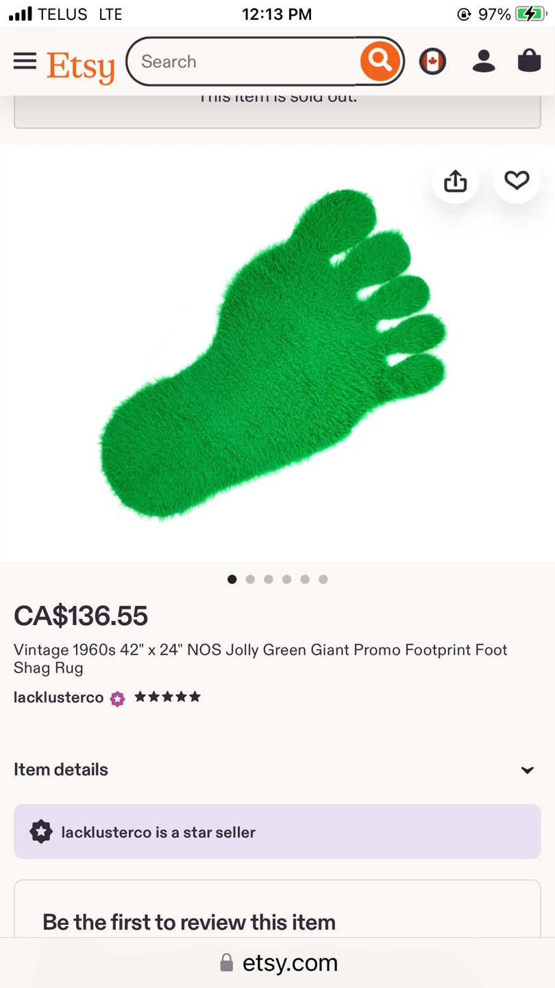 Jolly Green Giant Footprint Shag Rug - Vintage 1960s - photo 3