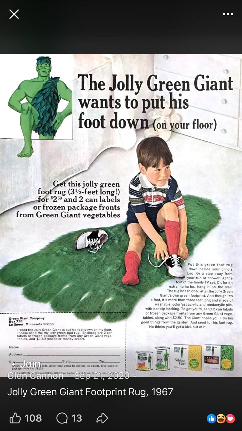 Jolly Green Giant Footprint Shag Rug - Vintage 1960s - photo 2
