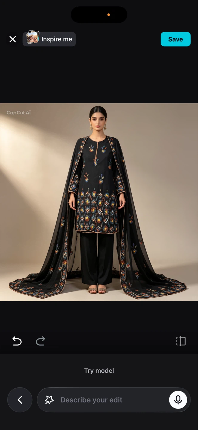 Black embroidered three-piece unstitched suit with dupatta