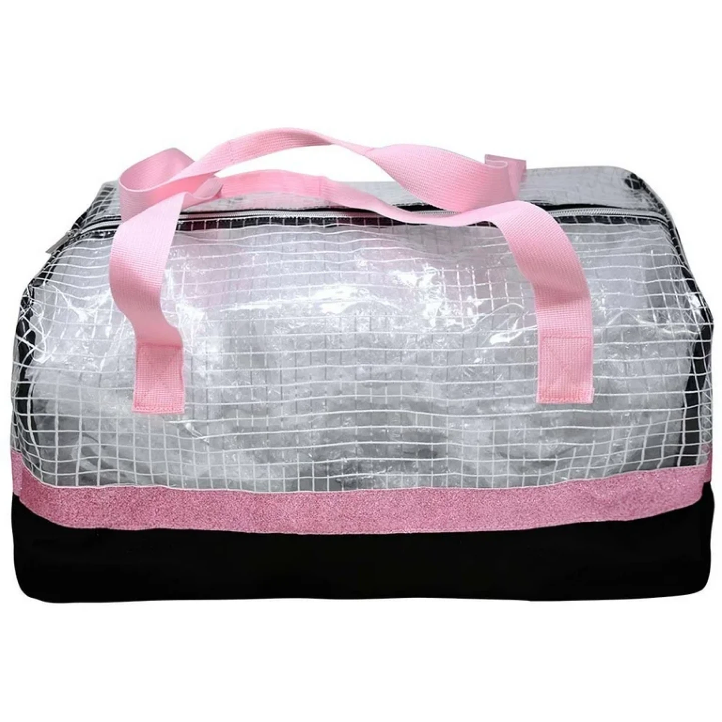 Clear Travel Duffel Bag with Pink Trim