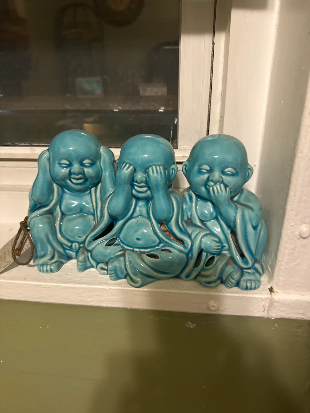 Turquoise Three Wise Buddhas Figurine
