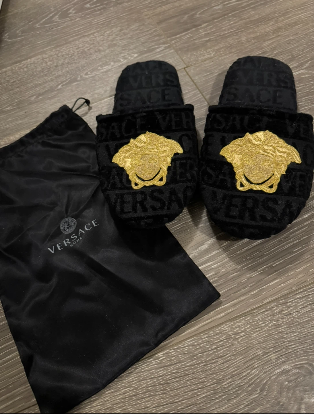 Versace Black Medusa Head Slippers with Dust Bag - photo 2