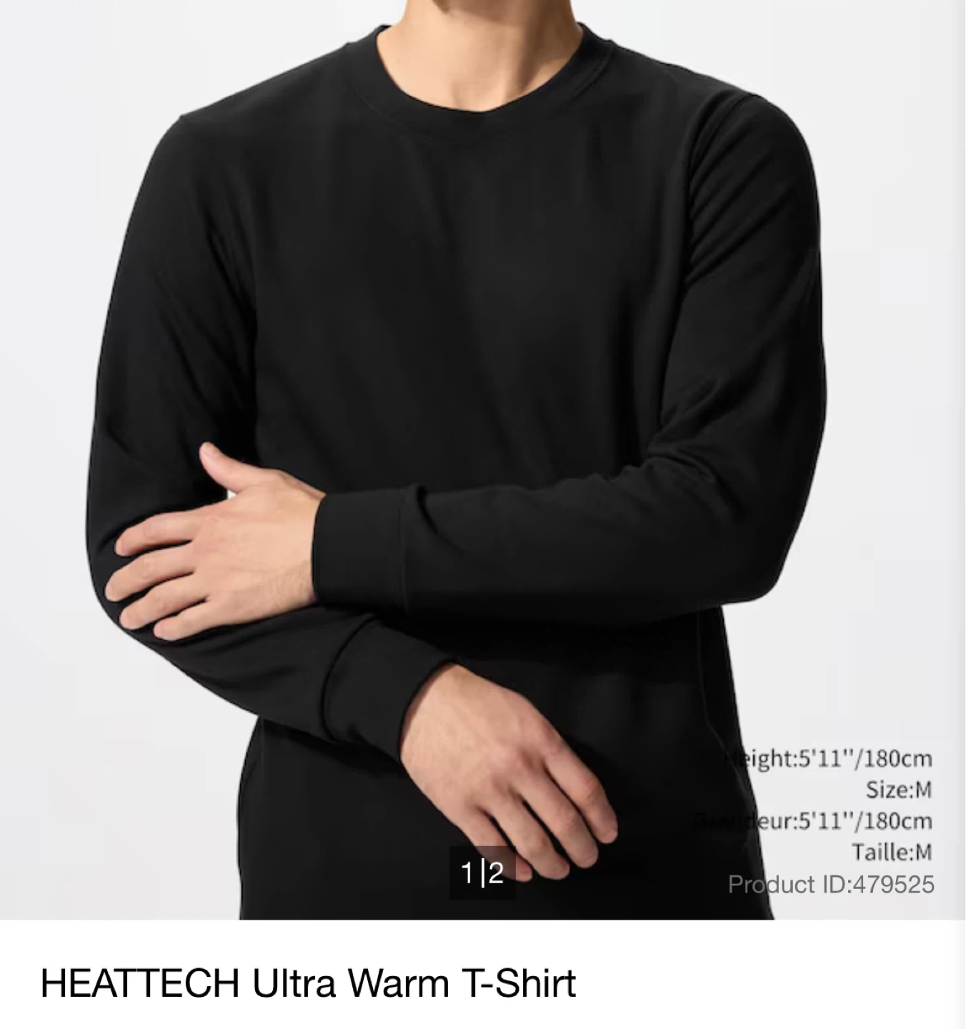 2 Uniqlo HEATTECH Ultra Warm Long Sleeve T-Shirts - Black
