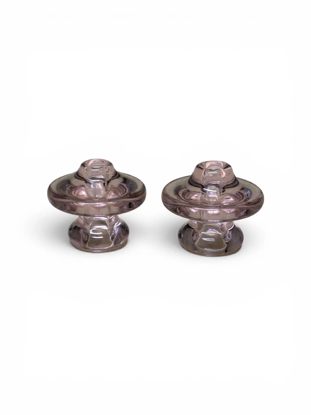 2 Glass Caps Pink