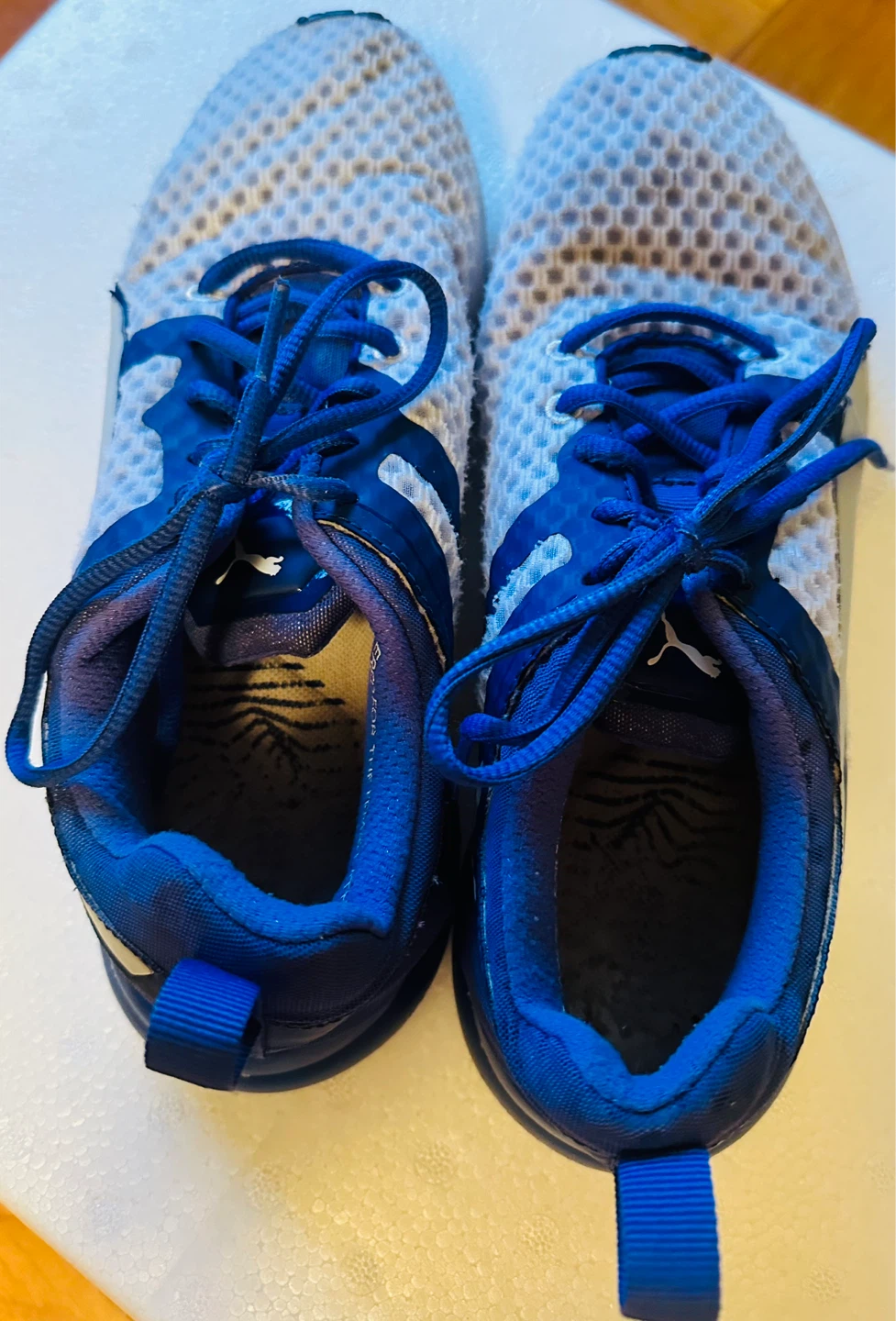 Puma  Running Shoes Blue White Mesh Athletic Sneakers