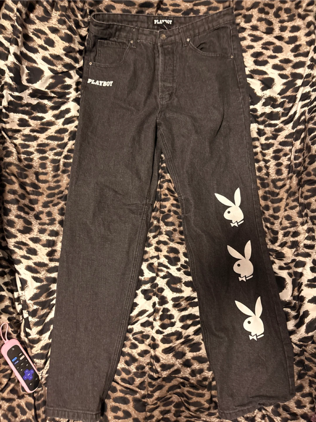 Playboy Black Denim Jeans with Bunny Logo