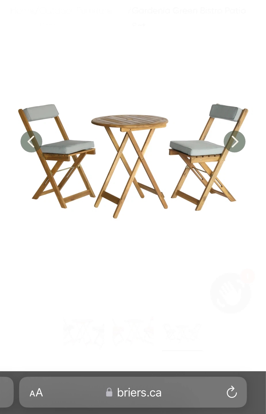 Gardenia Green Bistro Patio Set