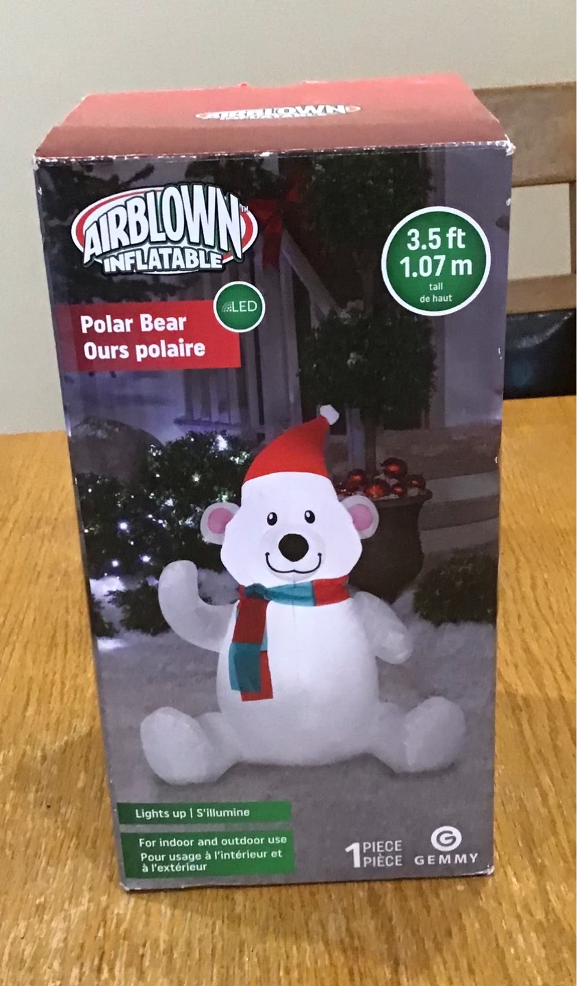 Airblown Inflatable Polar Bear Christmas Decoration 3.5 ft