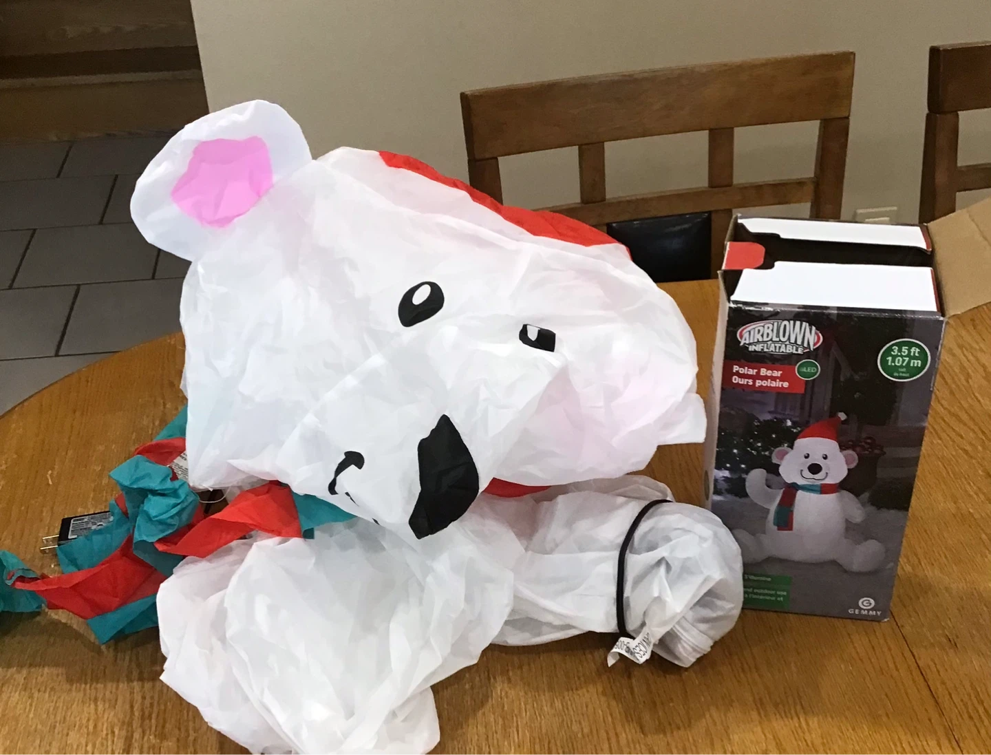 Airblown Inflatable Polar Bear Christmas Decoration 3.5 ft - photo 3