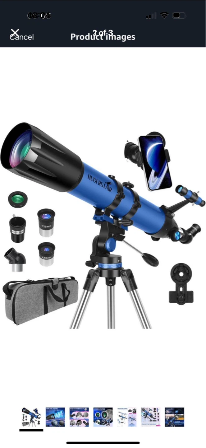 HUUGERSTAR Blue Refractor Telescope with Tripod and Accessories - photo 2