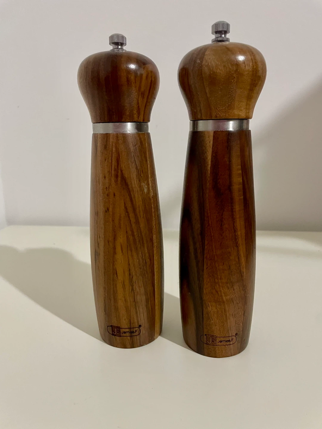 James F. Wood Salt and Pepper Grinders Set