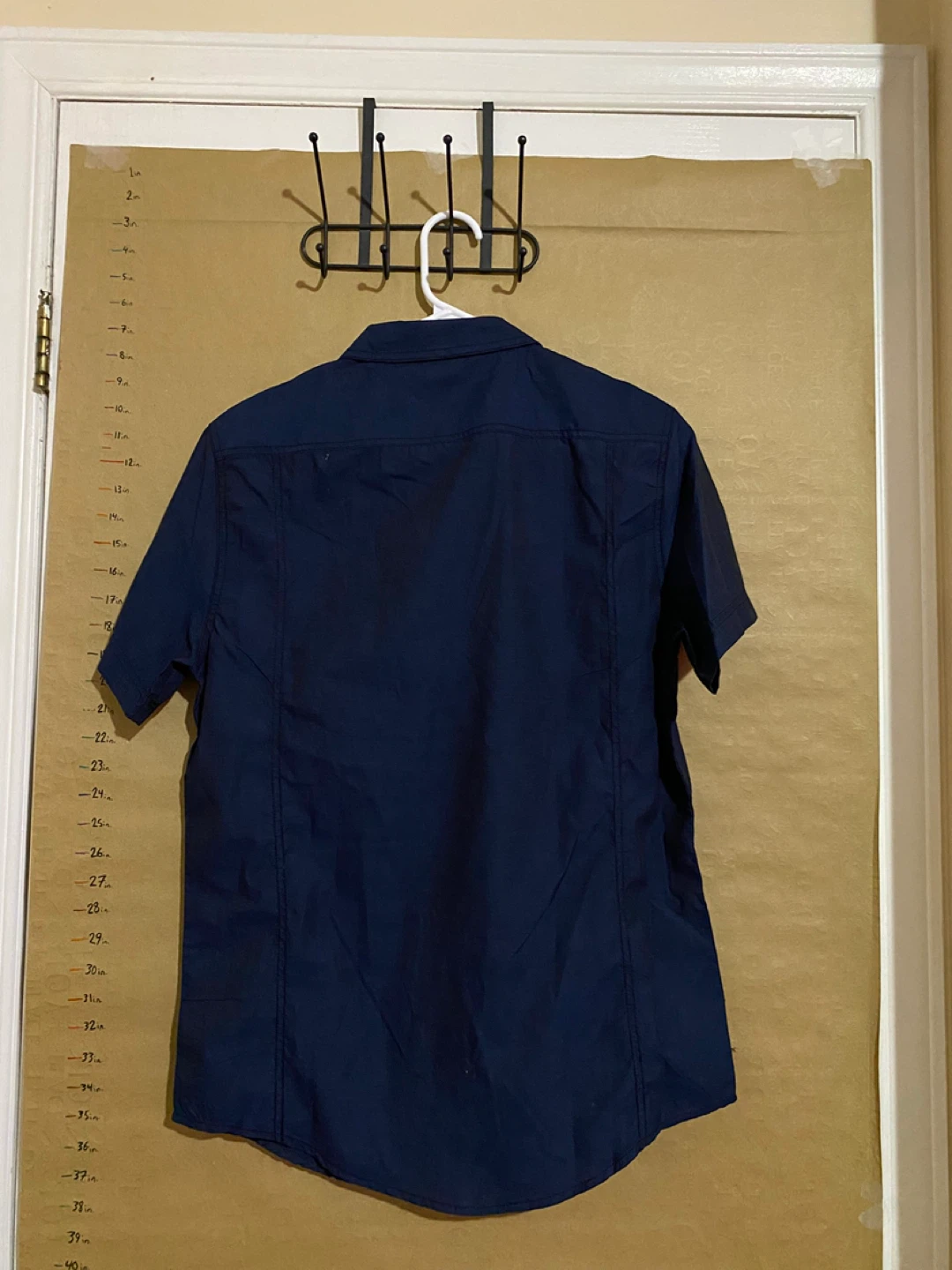 Navy Blue Short Sleeve Button-Up Shirt - photo 2