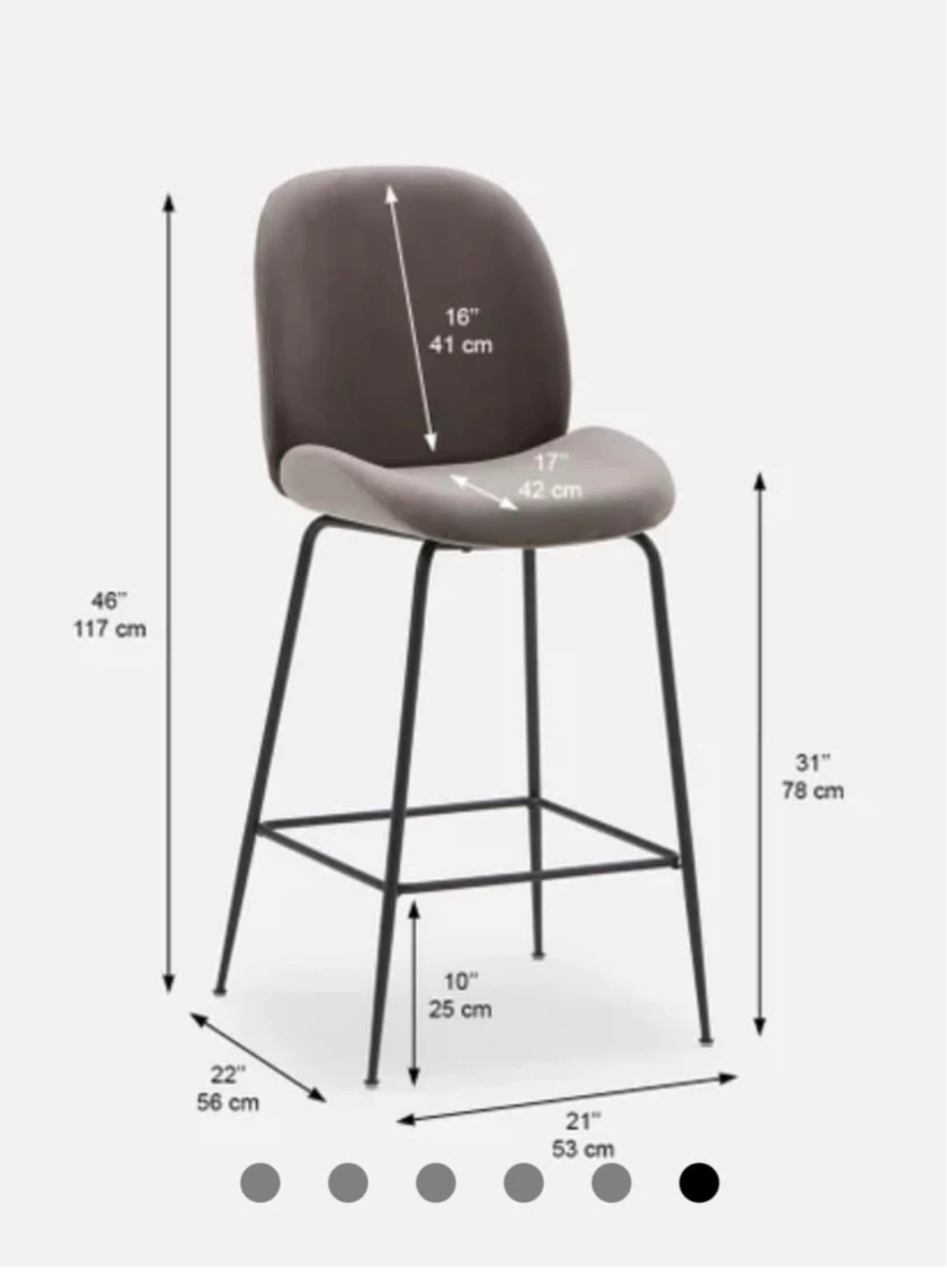 Grey Velvet Counter Stool (Set of 2) - photo 3