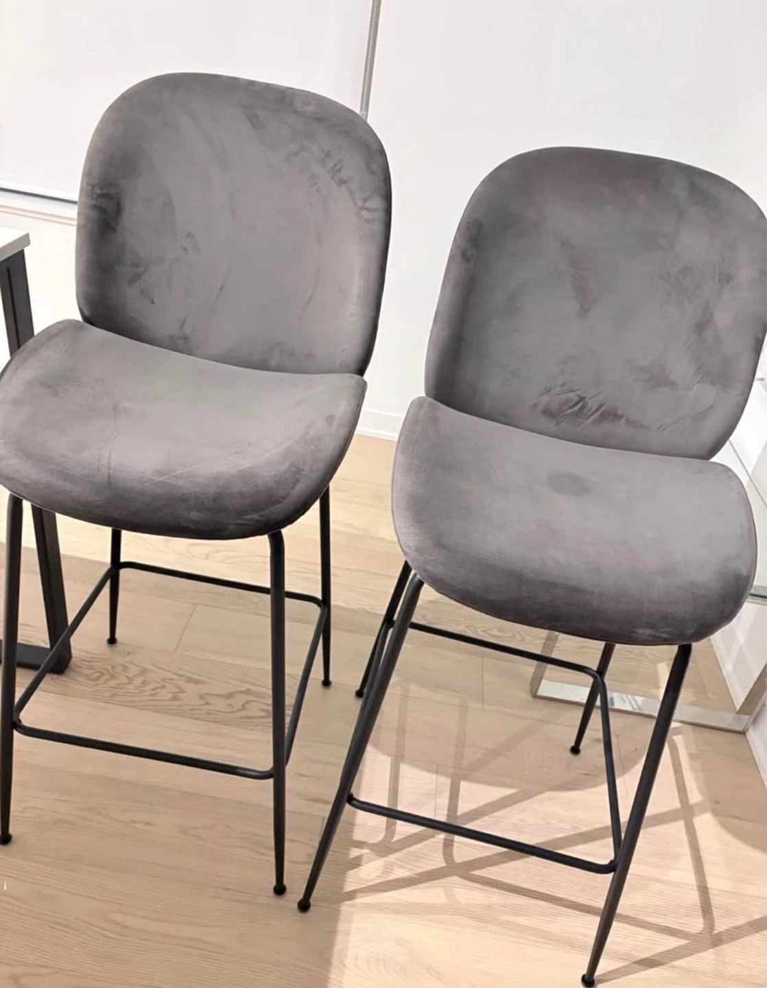 Grey Velvet Counter Stool (Set of 2)