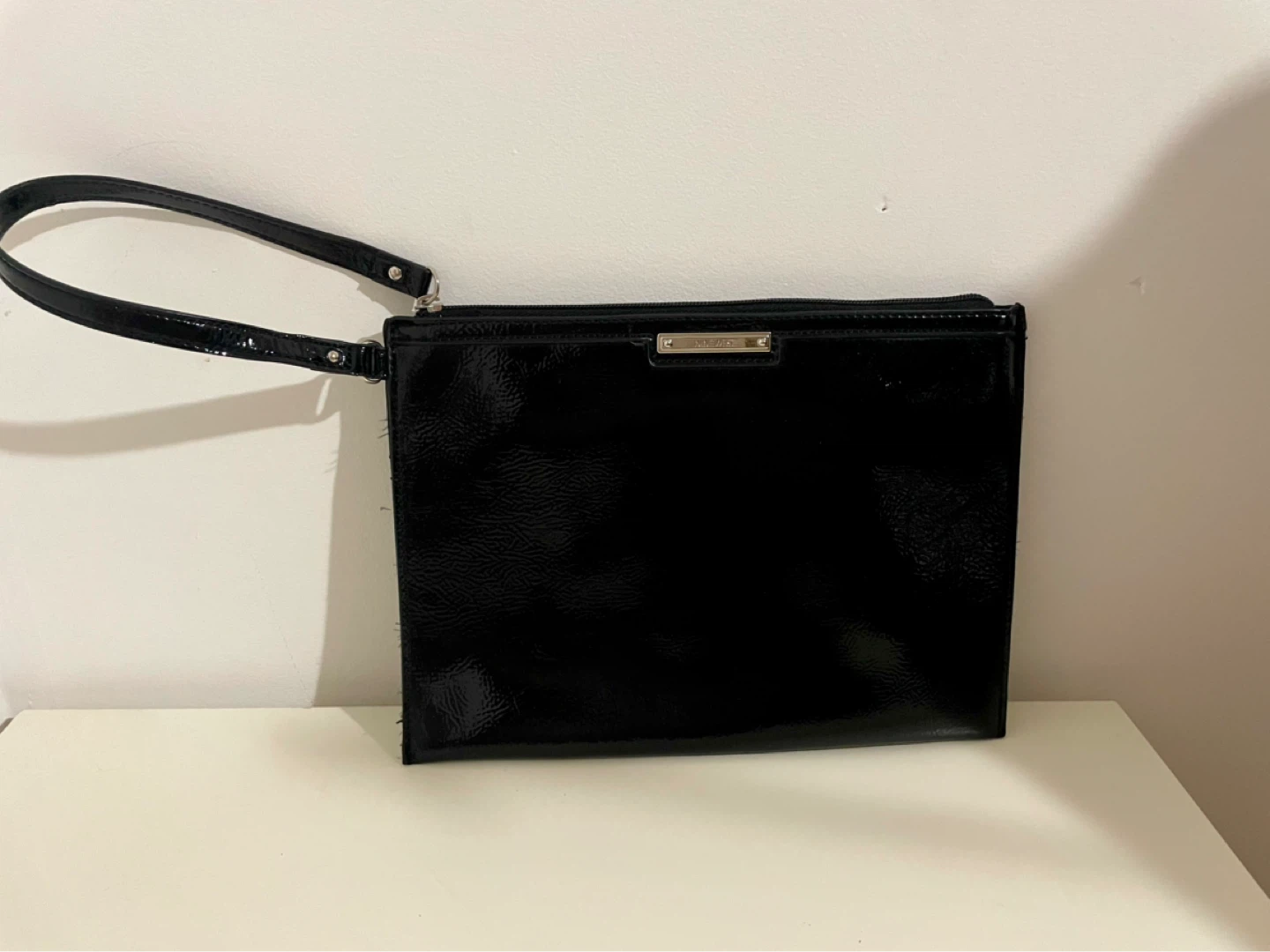 Nine West Black Patent Clutch Wristlet