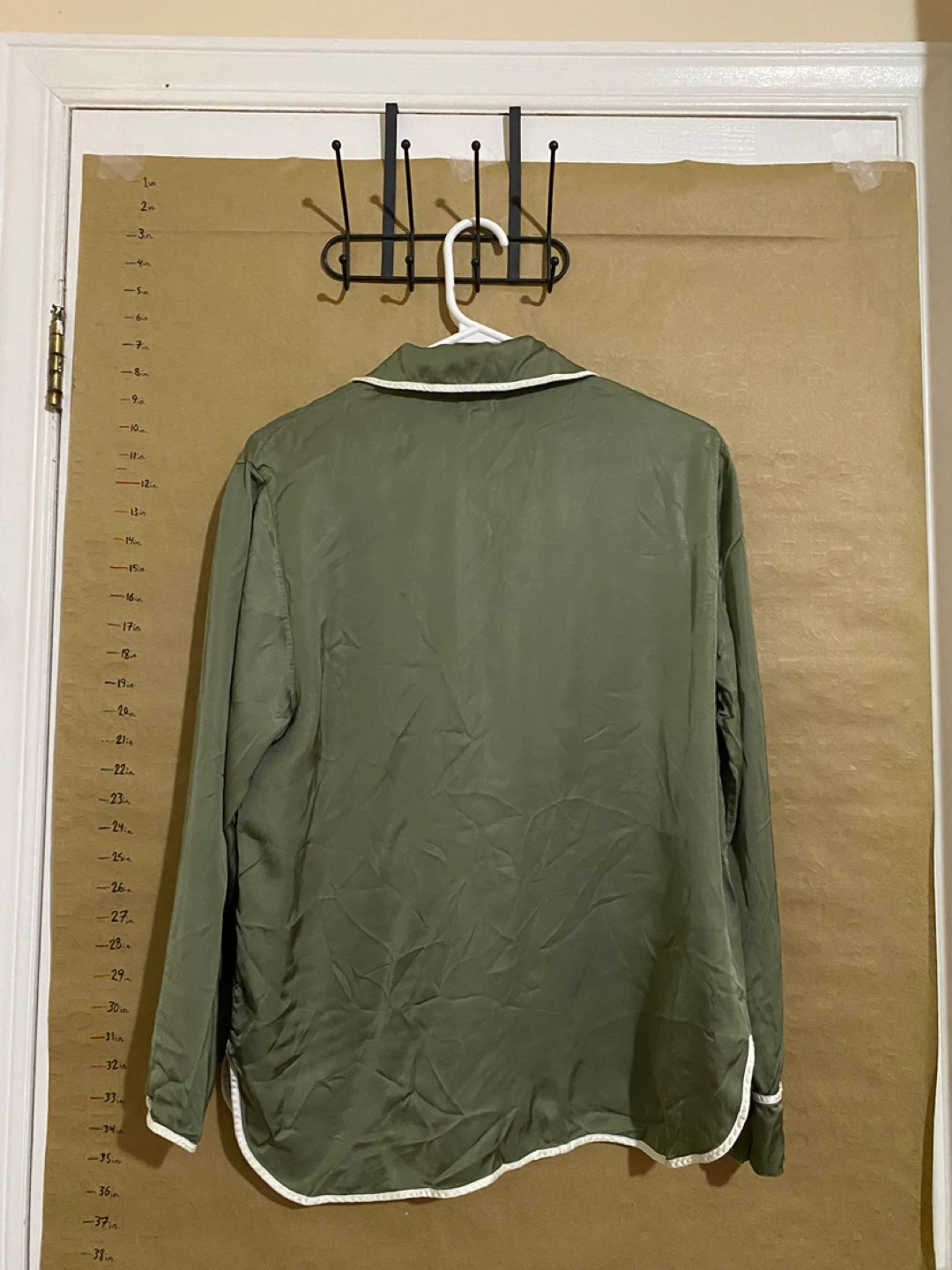 Green Pajama Top with White Piping - photo 2
