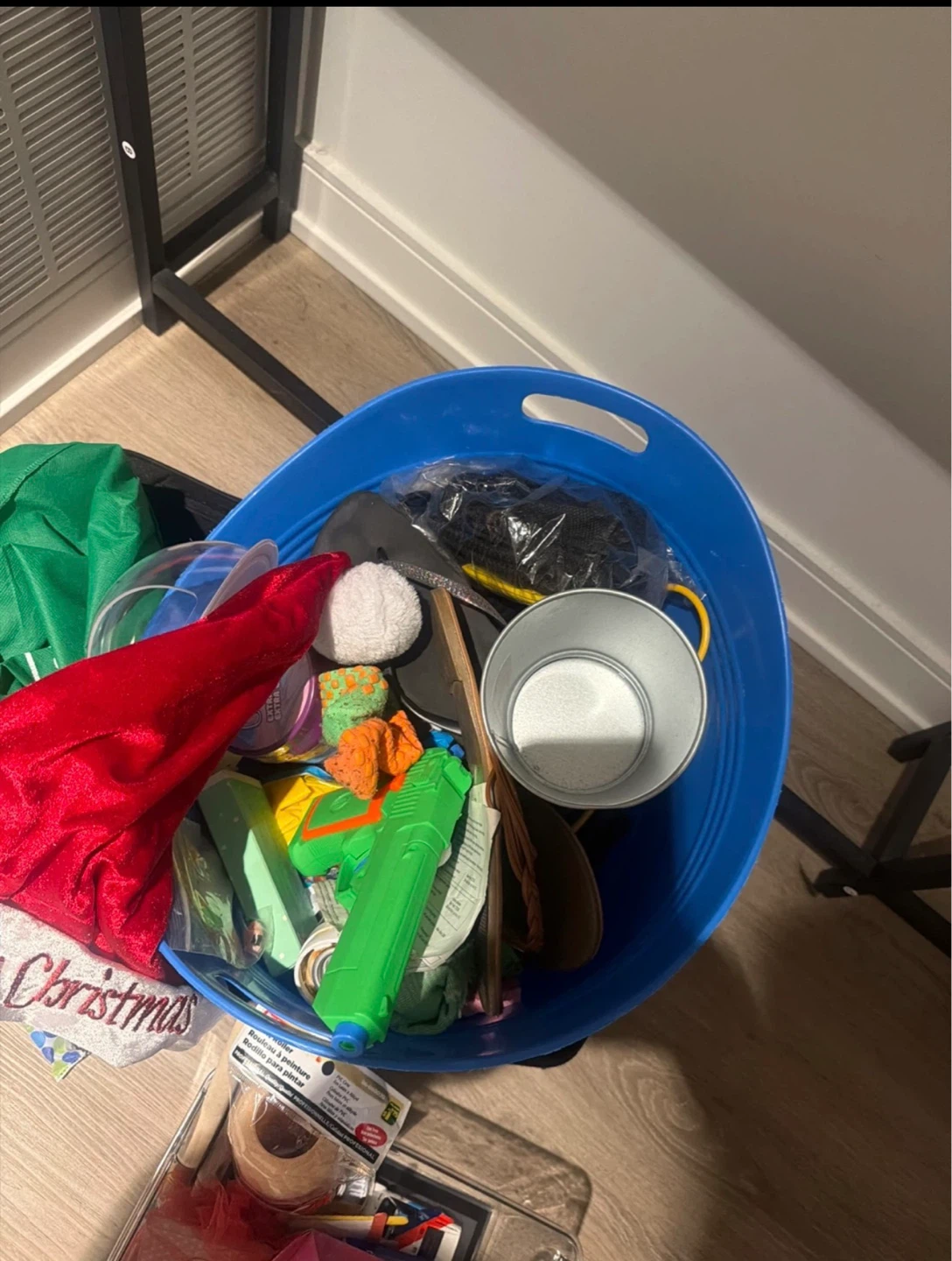 basket with assorted items