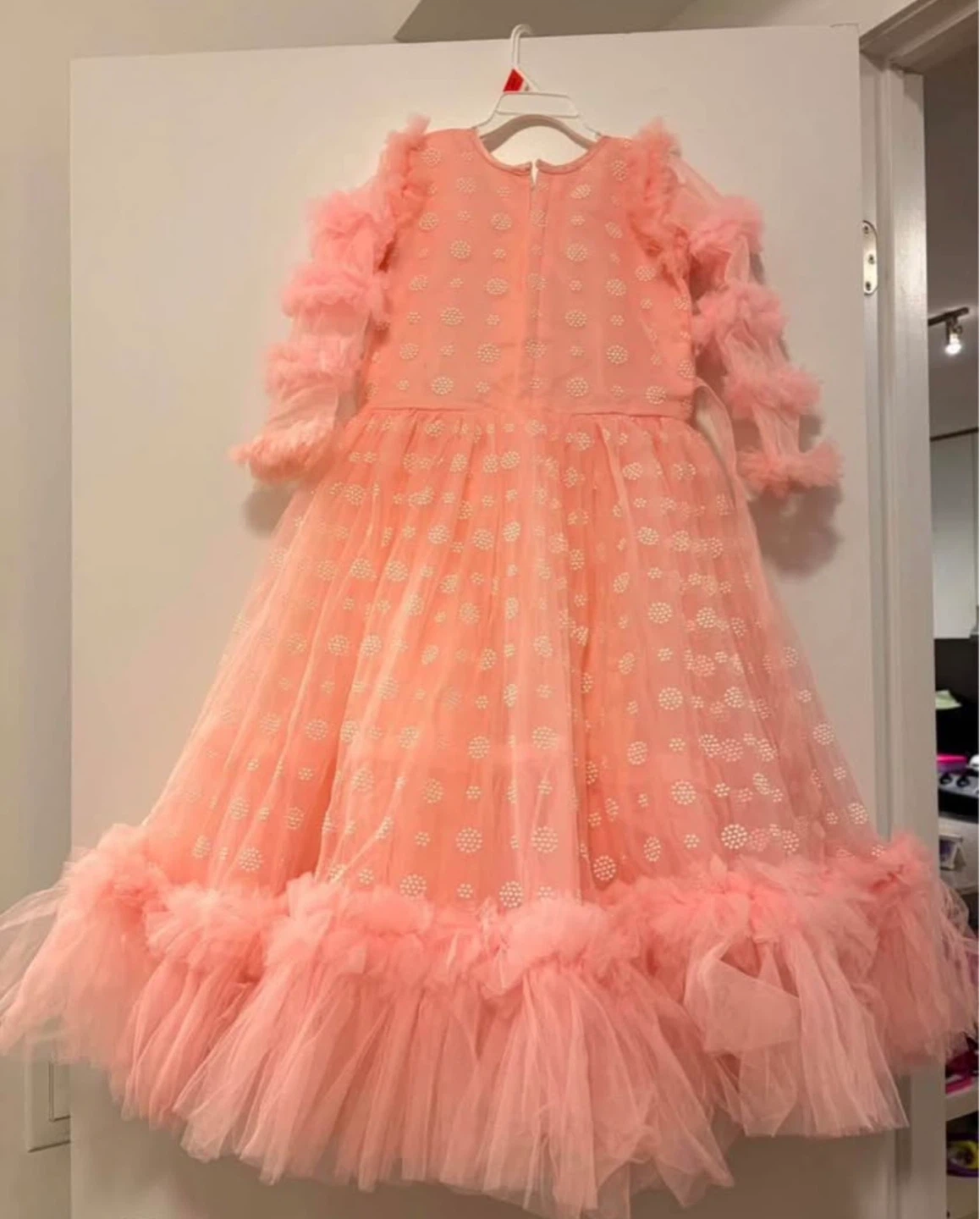 Girls' Peach Tulle Dress with Ruffles - photo 2