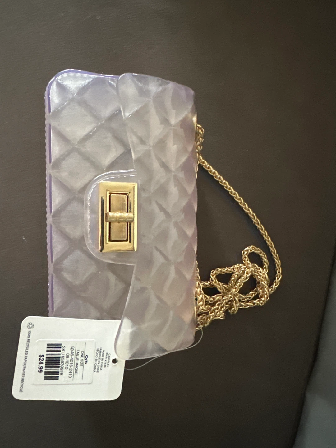 Clear Quilted Jelly Purse with Gold Chain