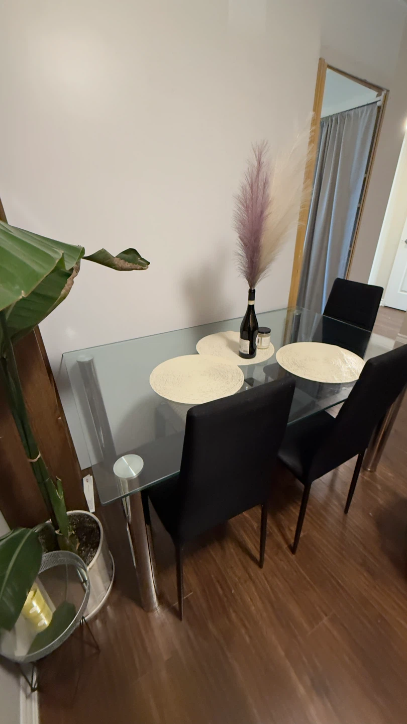 Glass Dining Table with Chrome Legs - photo 2