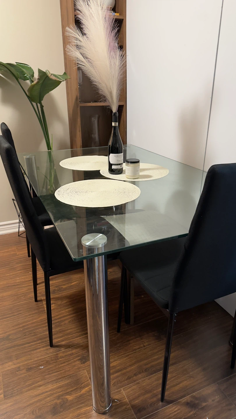 Glass Dining Table with Chrome Legs - photo 3
