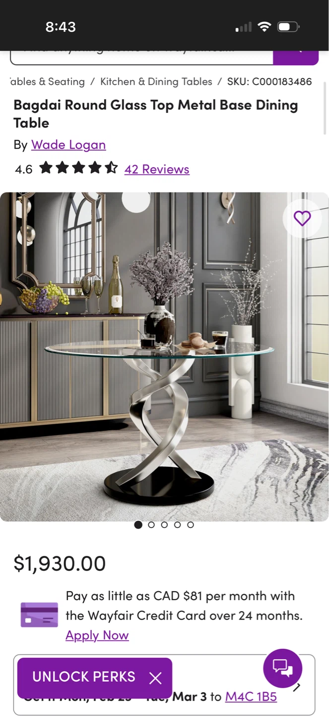 Bagdai Round Glass Top Metal Base Table - photo 2