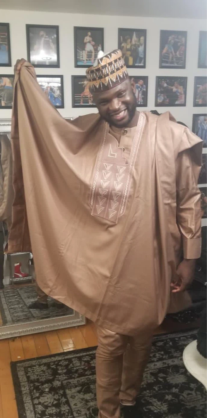Men's Beige Agbada and Pants Set